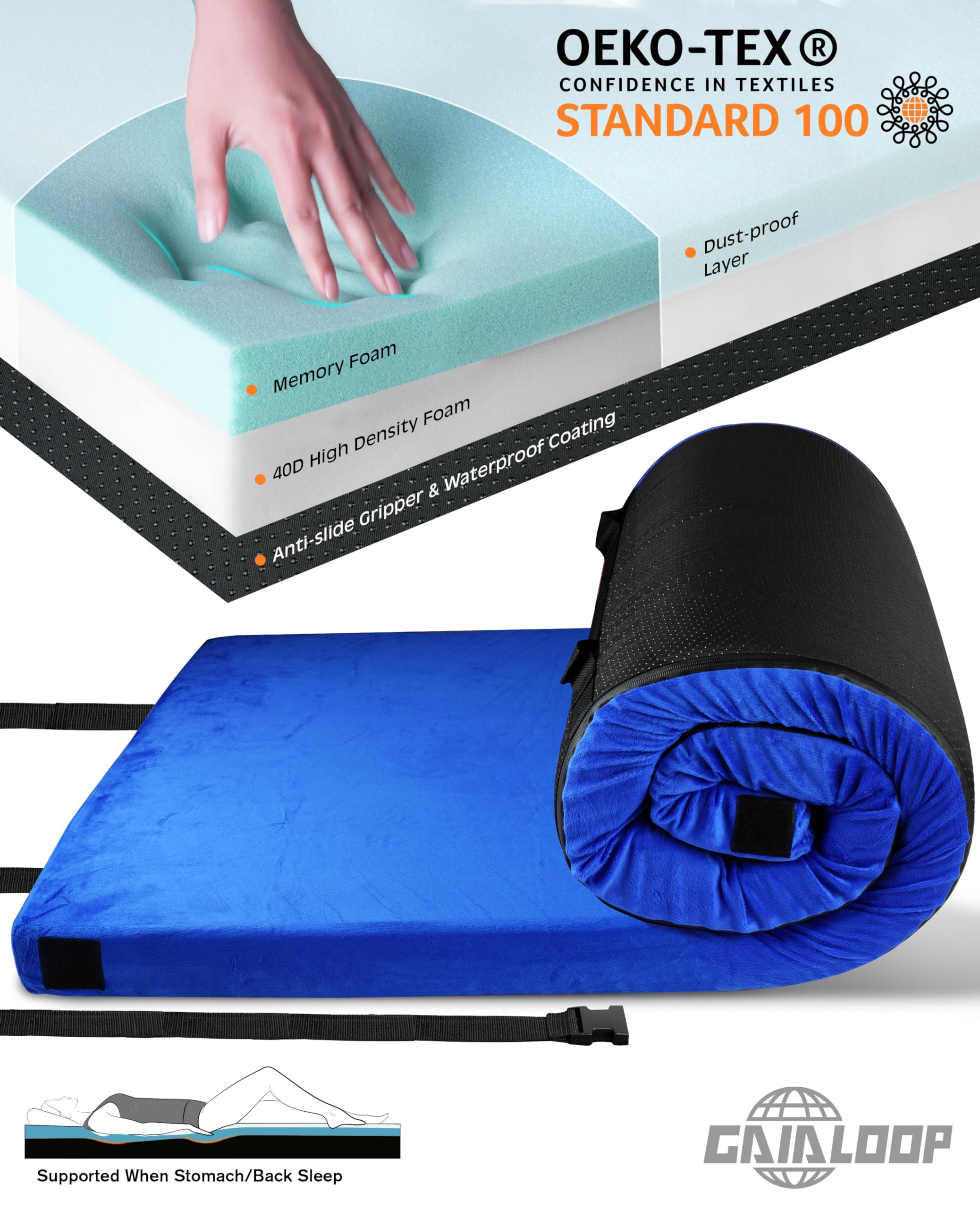 gaialoop camping mattress in-use on car trip scene shows versatile outdoors comfort