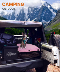 Gaialoop cot-side setup pink camping pad for car or tent camping