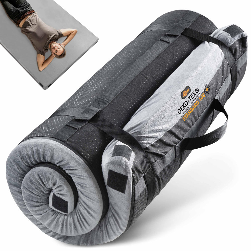 Gaialoop twin-xl memory foam mattress top view highlighting compact camping comfort.