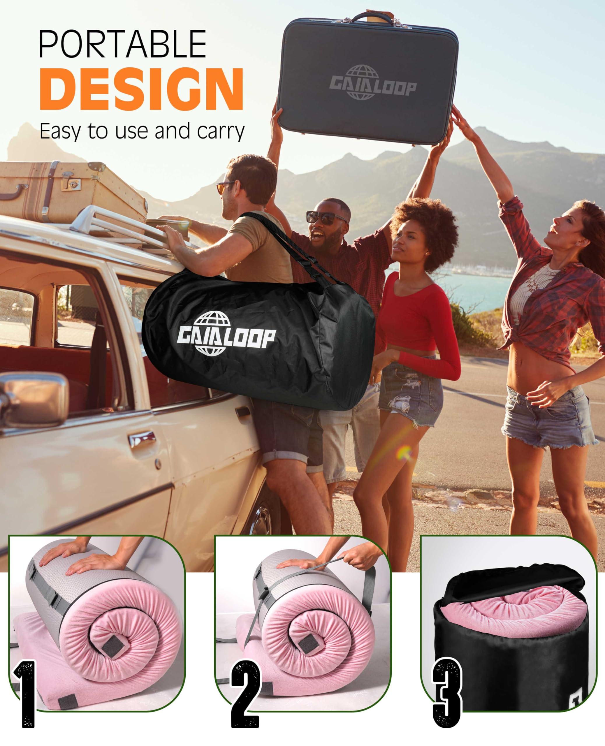 Gaialoop waterproof plush cover removable—easy cleaning and moisture protection on campsite.