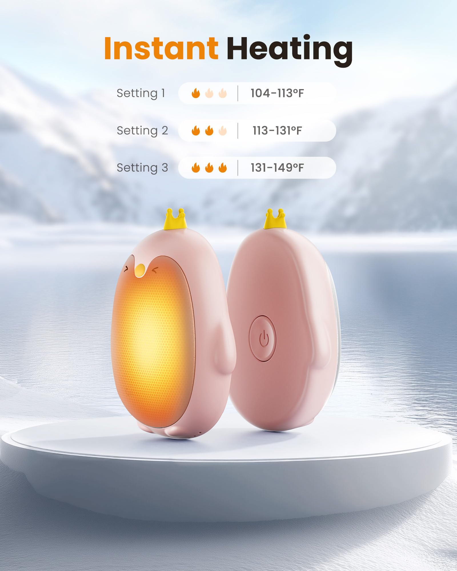 Gaiatop hand warmer with 3 heat settings demonstrates flexible heat control