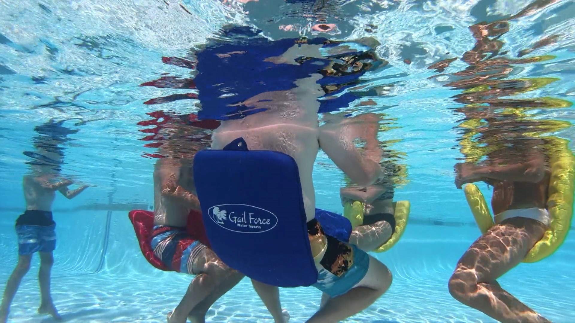 Gail Force Saddle Float Navy clip system close-up highlights rope clip for secure attachment