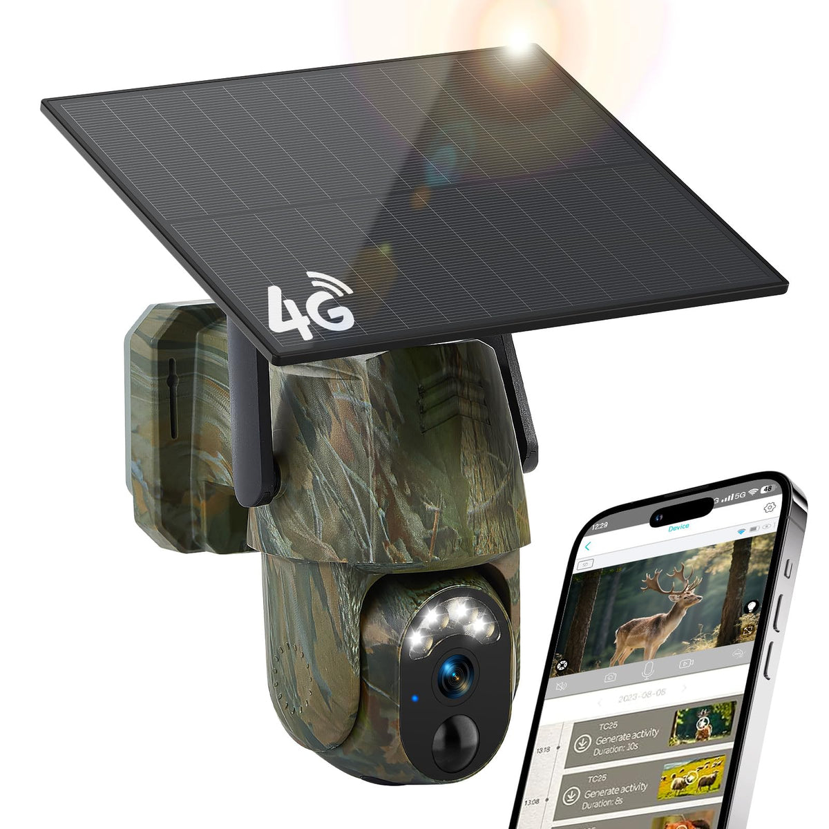 Gailos 4G LTE trail camera front view with built-in SIM for remote monitoring.