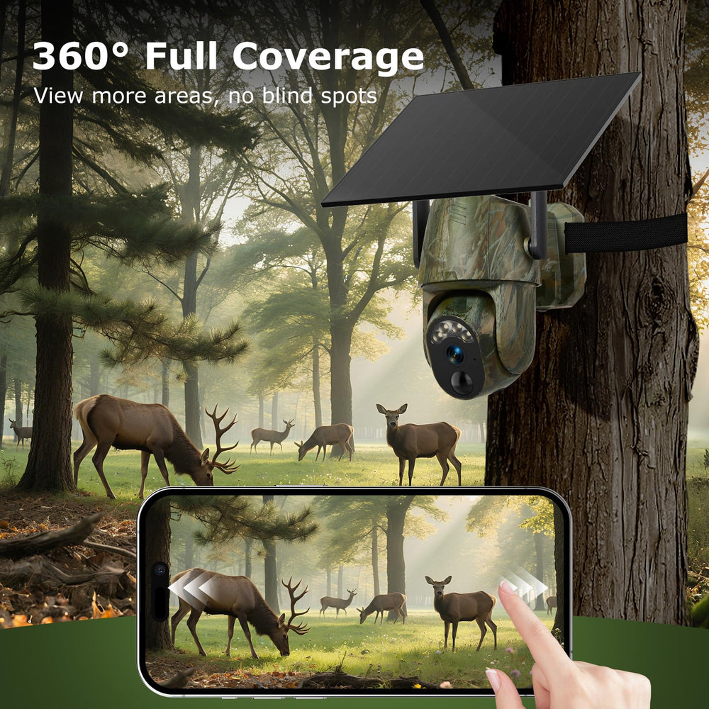 Gailos 4G LTE trail camera night vision captures wildlife with color lighting.