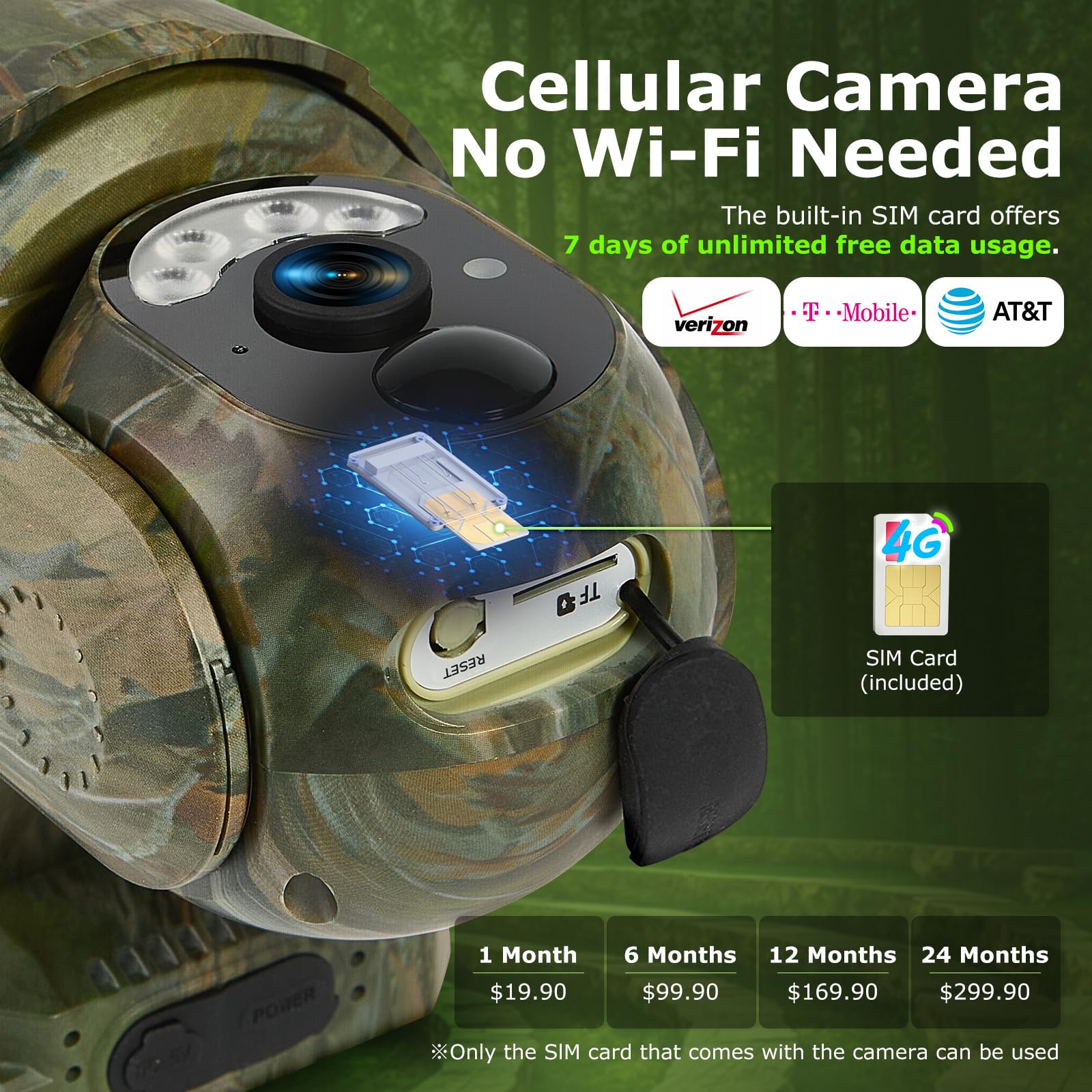 Gailos 4G LTE trail camera side view highlighting rugged outdoor chassis for durability.
