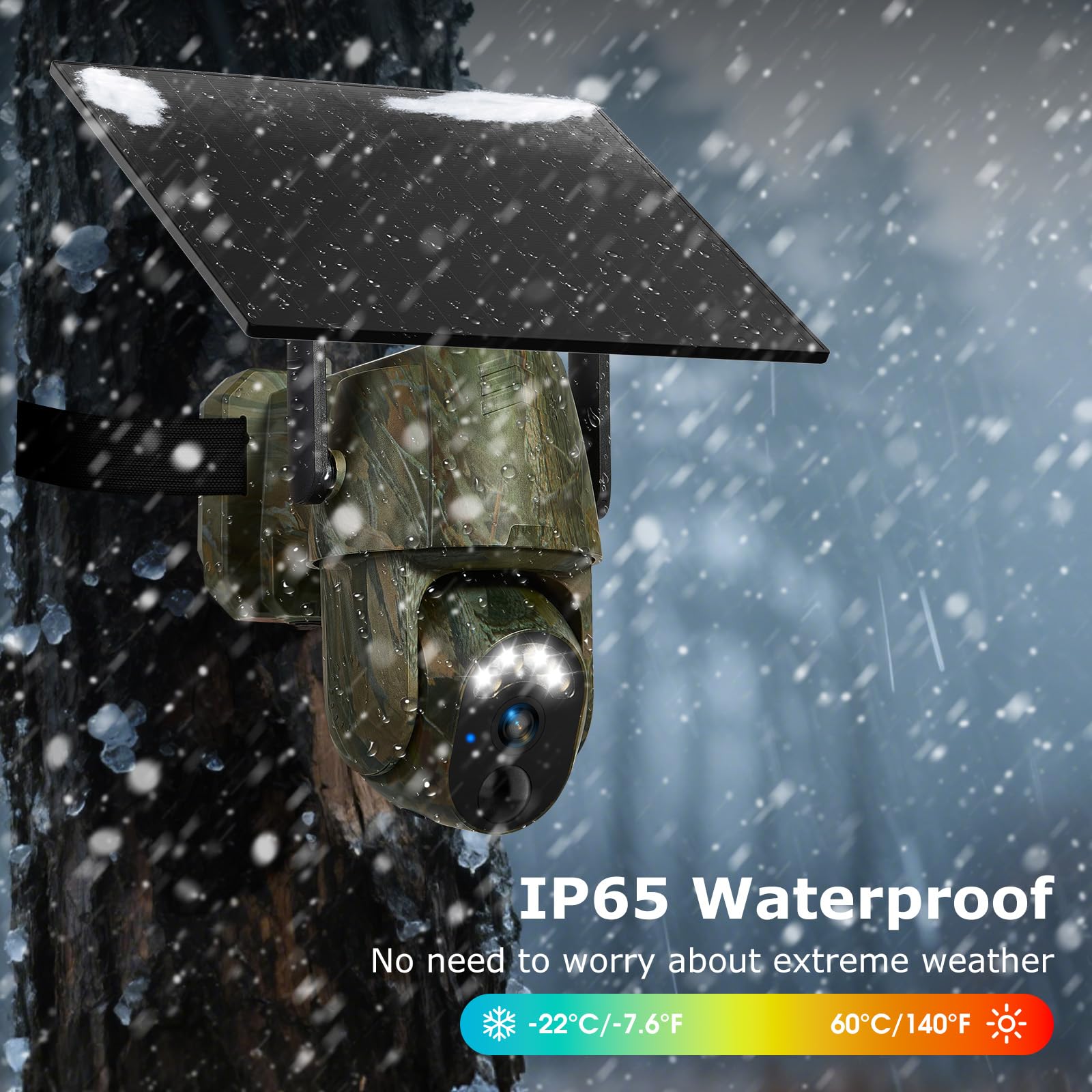 Gailos 4G LTE trail camera IP65-rated weather protection in harsh conditions.