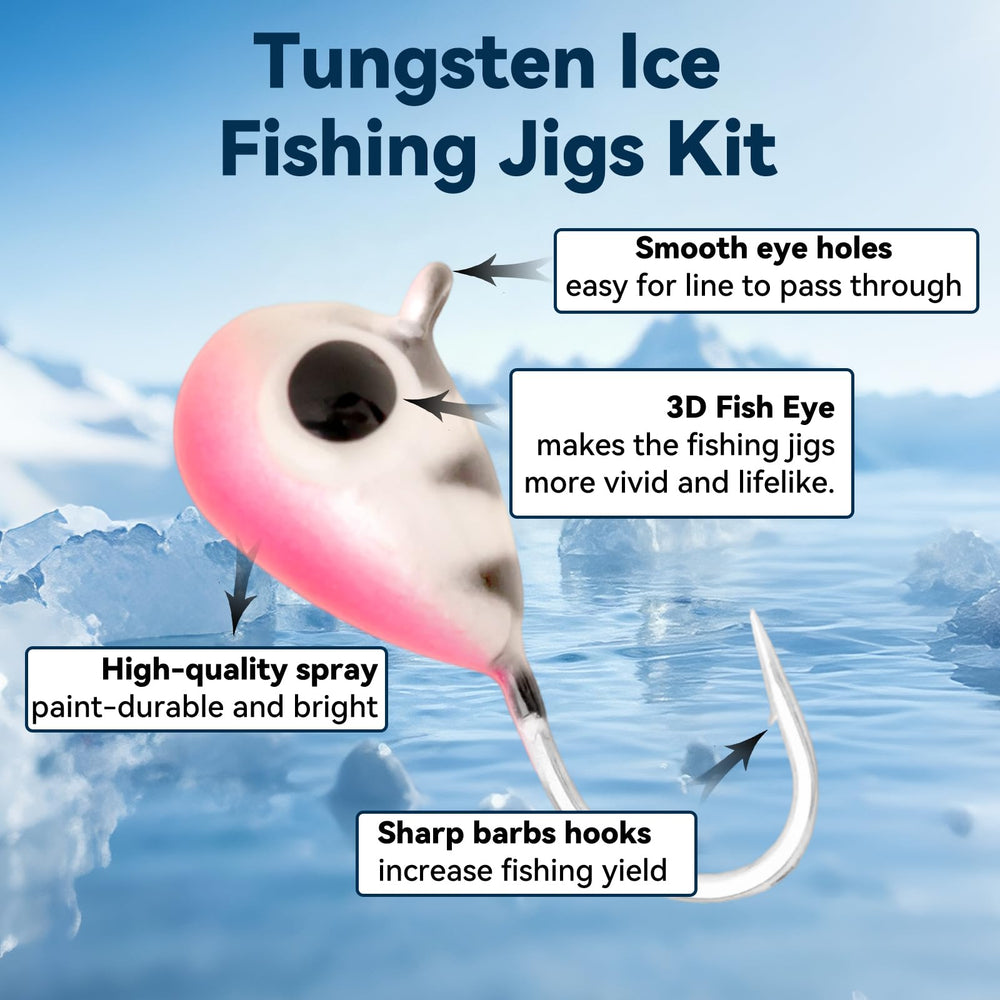 Gainfite tungsten ice jigs kit in 5mm size for deeper strike zones