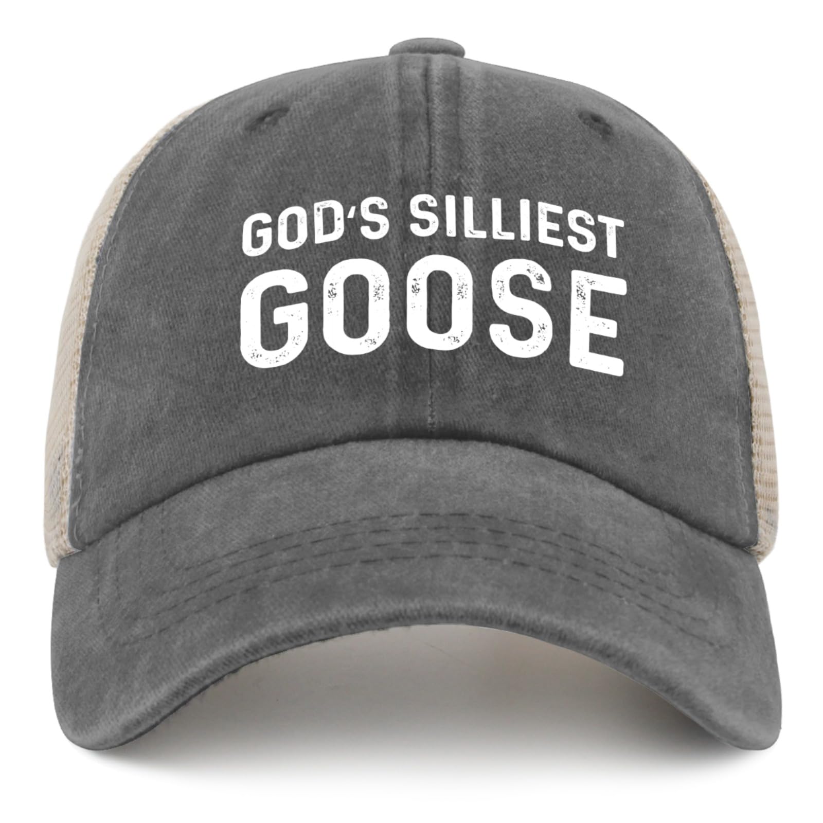 Galagro Gods Silliests Gooses Hat side view highlights breathable mesh for summer comfort