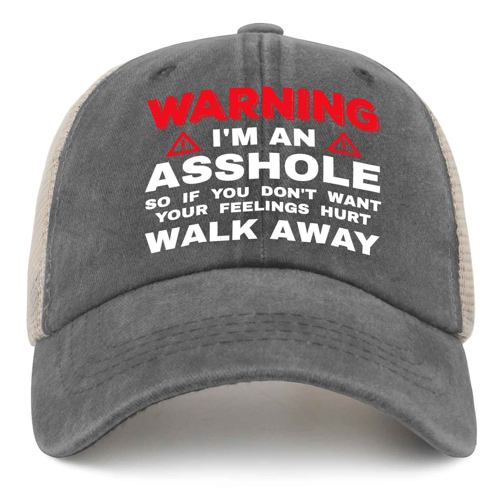 galagro I'm A Assholes Walk Away Hat front view showing vintage denim wash for casual wear