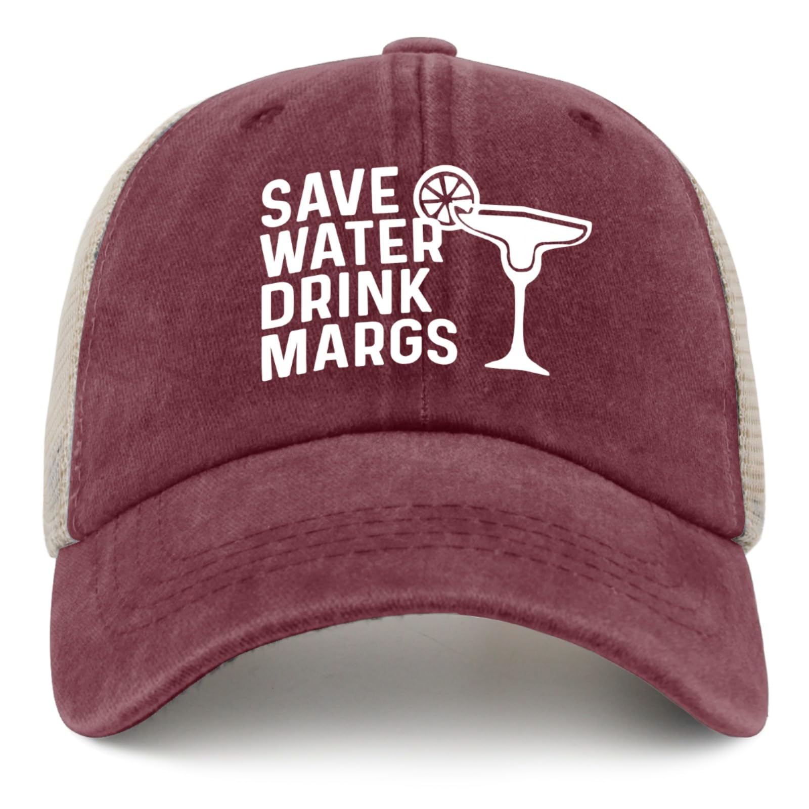 galagro Save Water Drink Margs hat front view, lightweight daily summer wear.