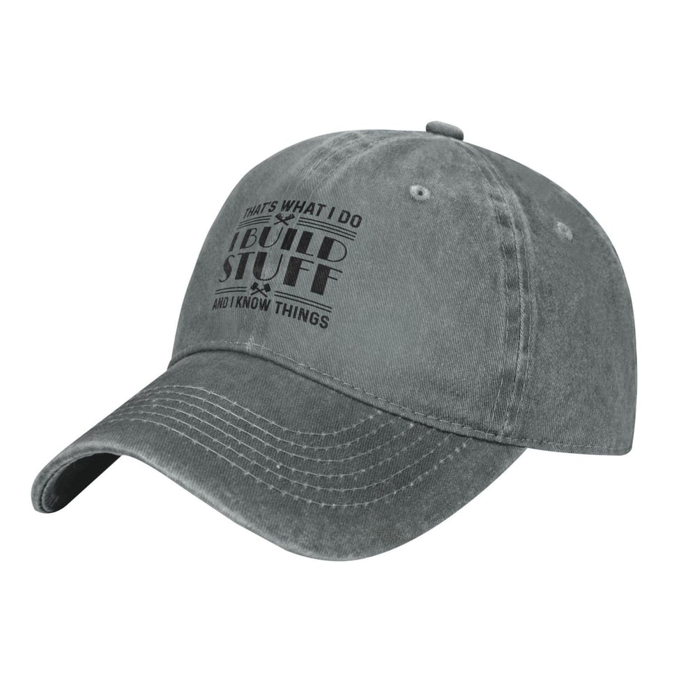 Galagro That's What I Do Build Stuff Hat gray side profile for versatile streetwear looks.