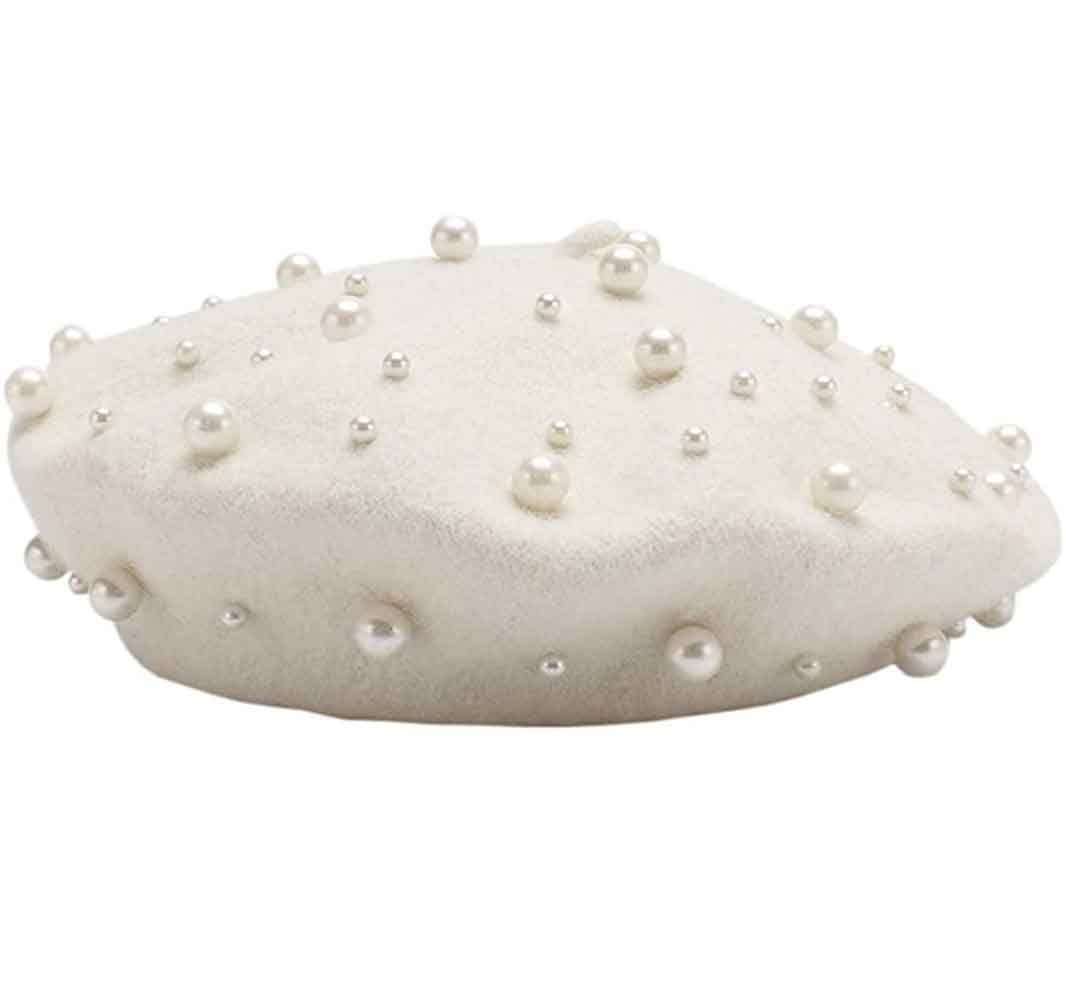 Galsawi women's winter hat knit beanie with pearl beads for cozy warmth