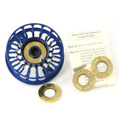 Galvan Spey reel weights on a reel spool balance a switch rod for smoother casting