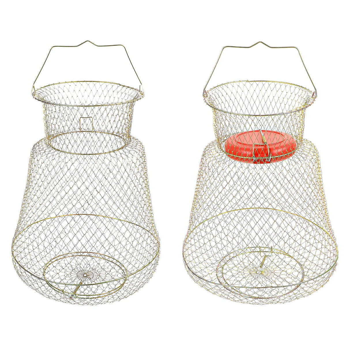 Galvanized steel wire fish basket with open spring doors