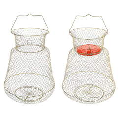 Galvanized steel wire fish basket with open spring doors