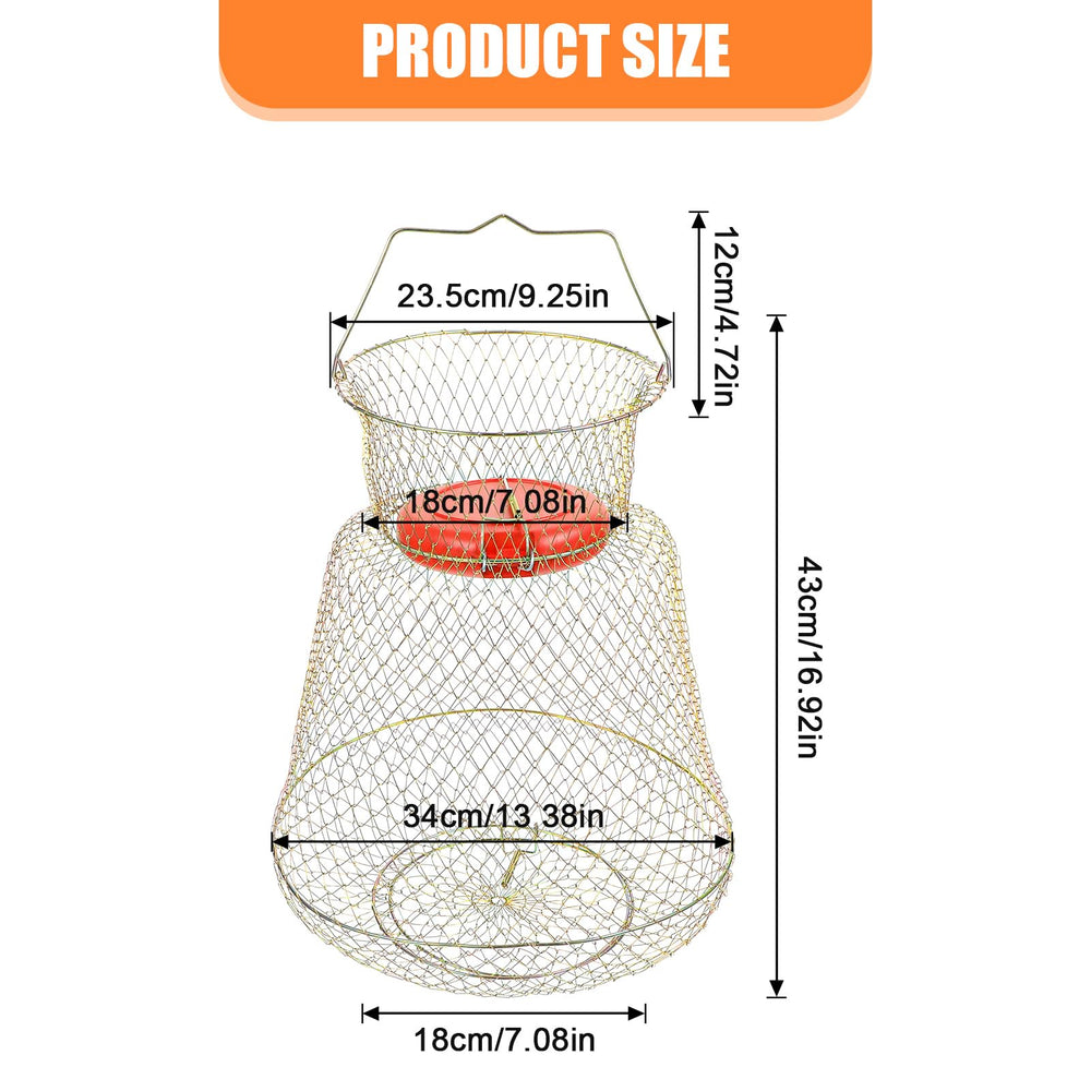 Foldable galvanized steel wire fish basket for transport