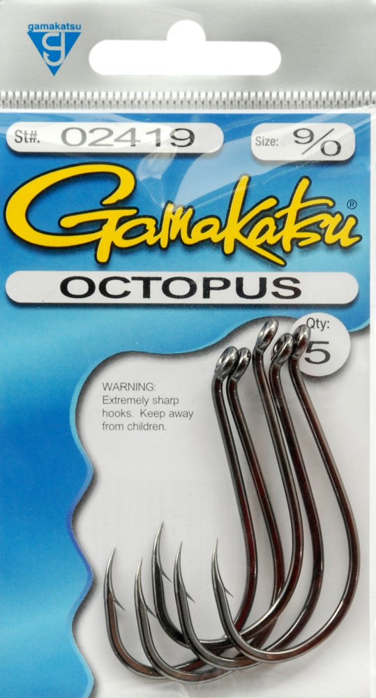 Gamakatsu 02419 Octopus Hook, high carbon steel construction for lasting sharpness and reliability on the water.
