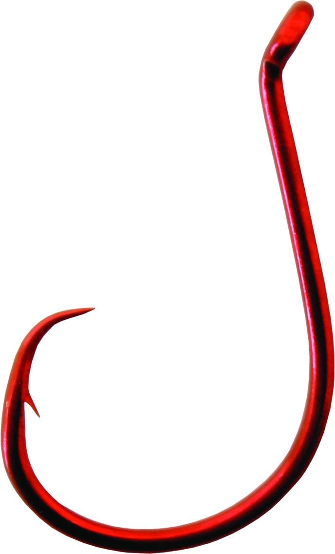 Gamakatsu 221317 loose octopus circle hook in red, designed for easy hook setting.