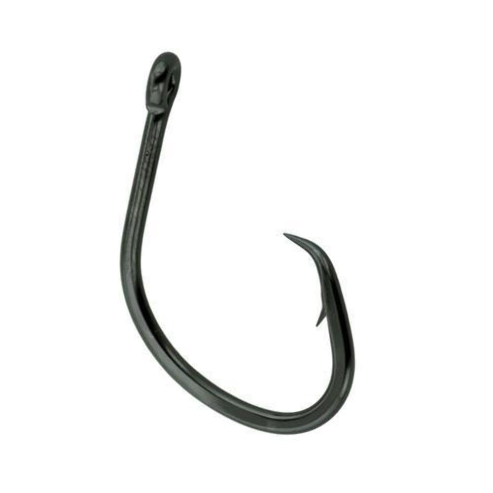 Gamakatsu 42412 circle-hook close-up shows needle point and barb for a secure hold.
