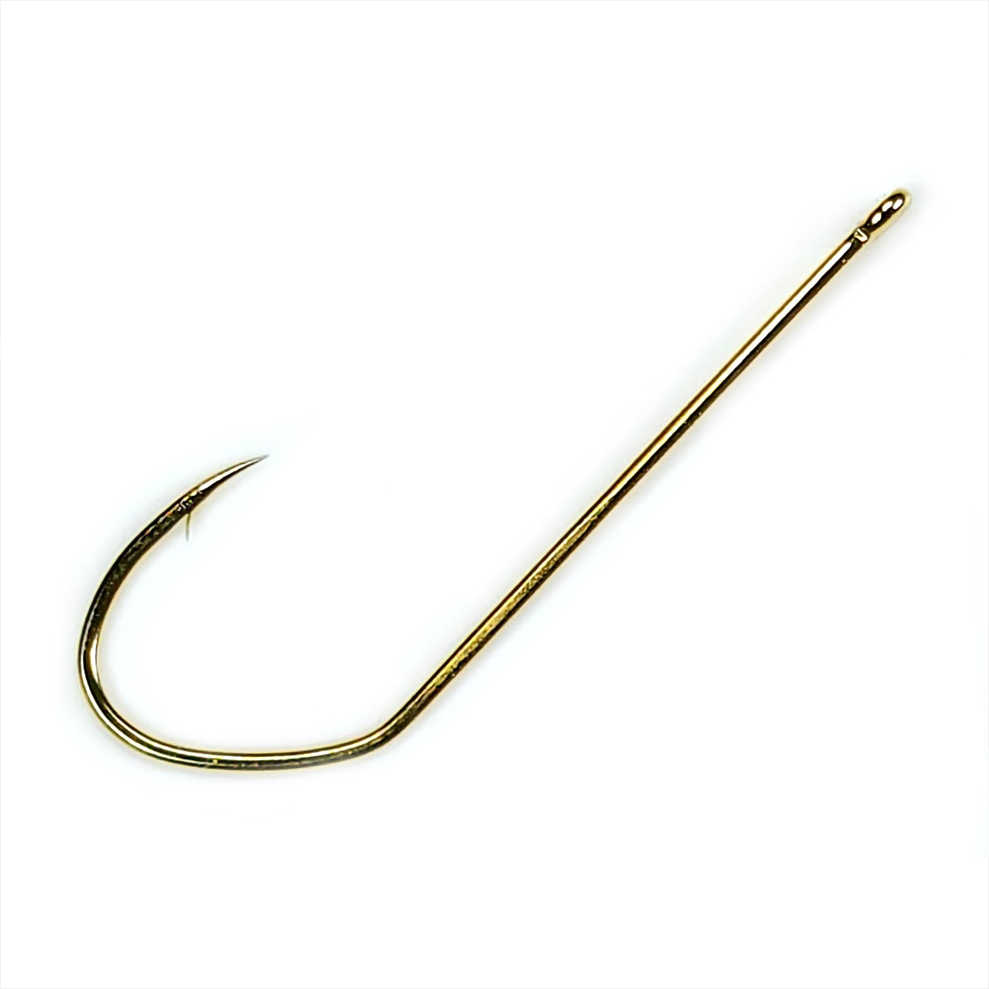 Gamakatsu 453208 Stiletto Hook Gold 4 close-up shows durable finish and barbed tip