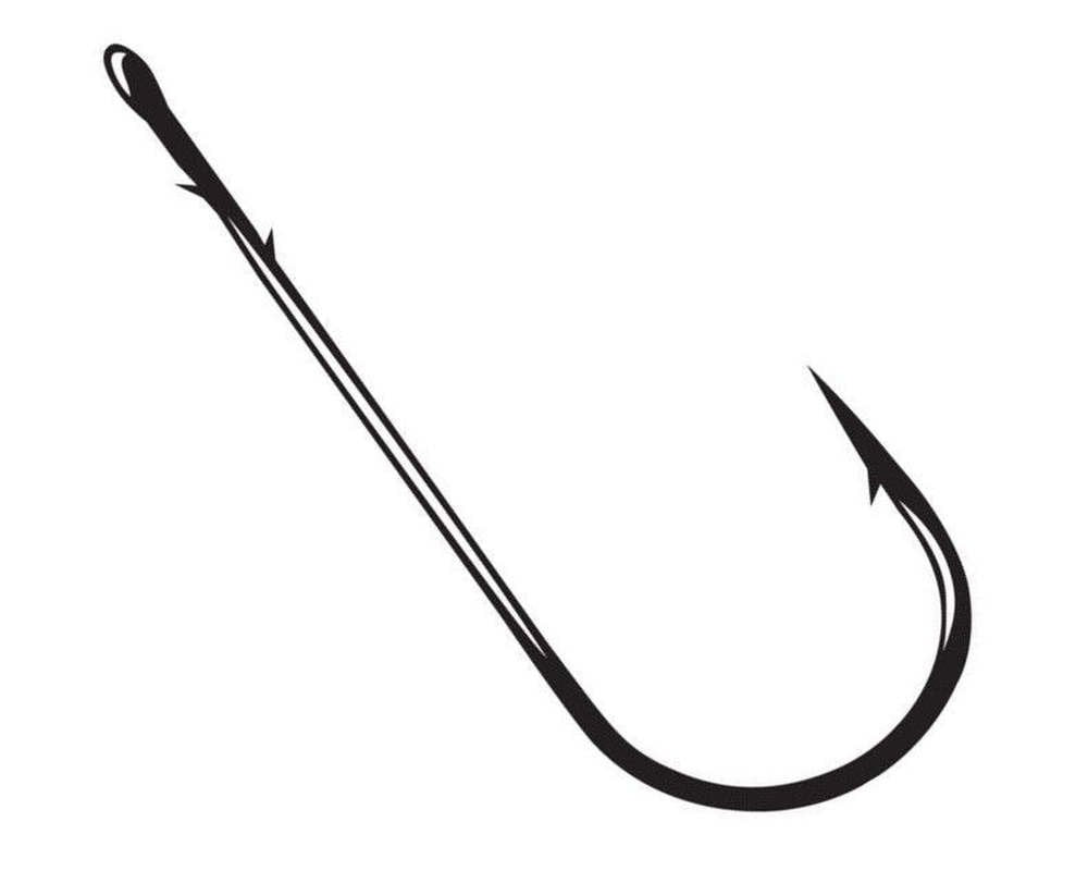Gamakatsu 48415 straight shank worm hook with black finish, ideal for heavy braided lines