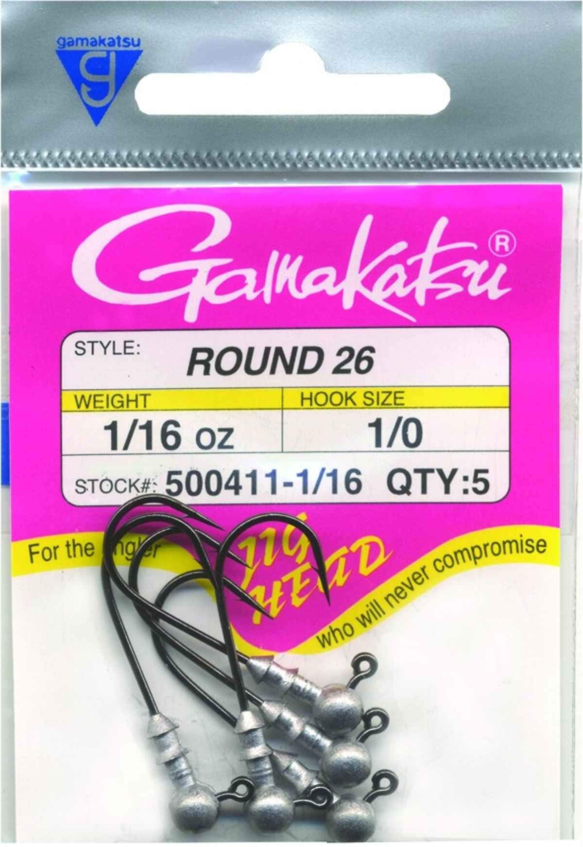 Gamakatsu 500411-1/16 Round 26 Jighead Black for precise bottom fishing and strong hook sets
