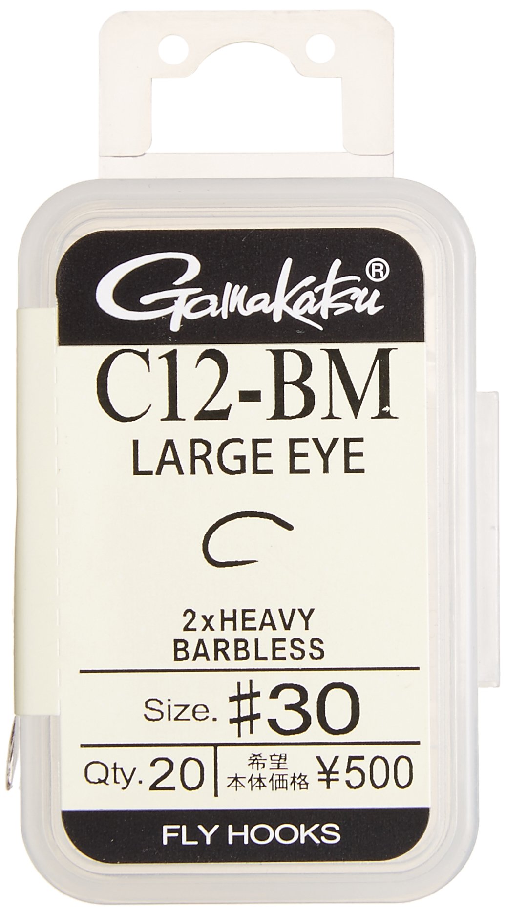 Gamakatsu 67215 fly hook C12-BM Large Eye No. 30 NS Black pack of 20