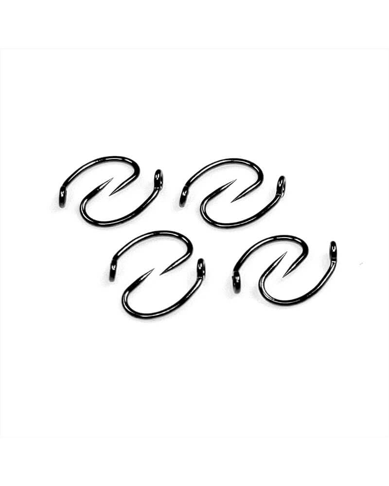 Gamakatsu C12-BM barbless large eye midge hook side view for durable precision.