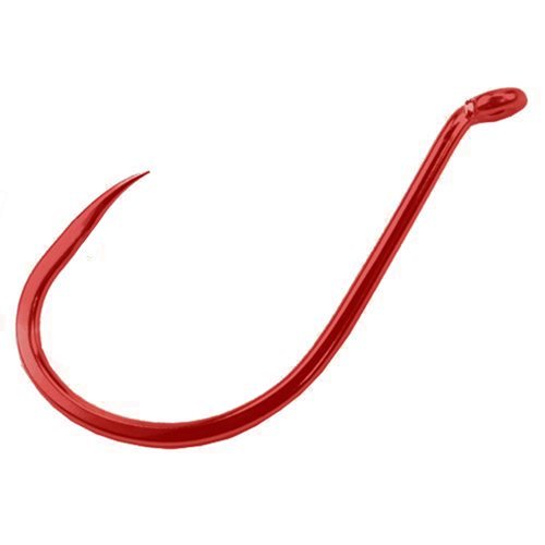 Gamakatsu barbless octopus hook 1/0 pack 25 red illustrates durable forged steel and reliability