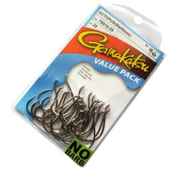 Gamakatsu octopus hook close-up highlights forged steel, indicating strength and precision.