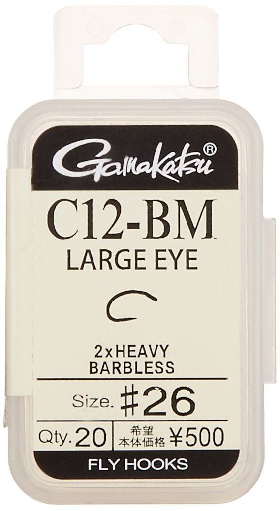 Gamakatsu C12-BM Large Eye Fly Hook No. 26 NS Black 67215 - front view