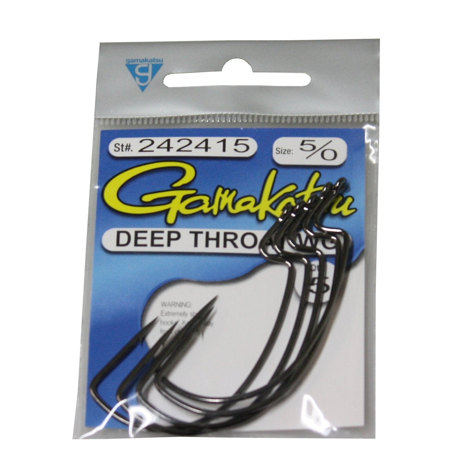Gamakatsu Deep Throat Wide Gap Worm Hook 1/0 in black, crafted for bass fishing success.
