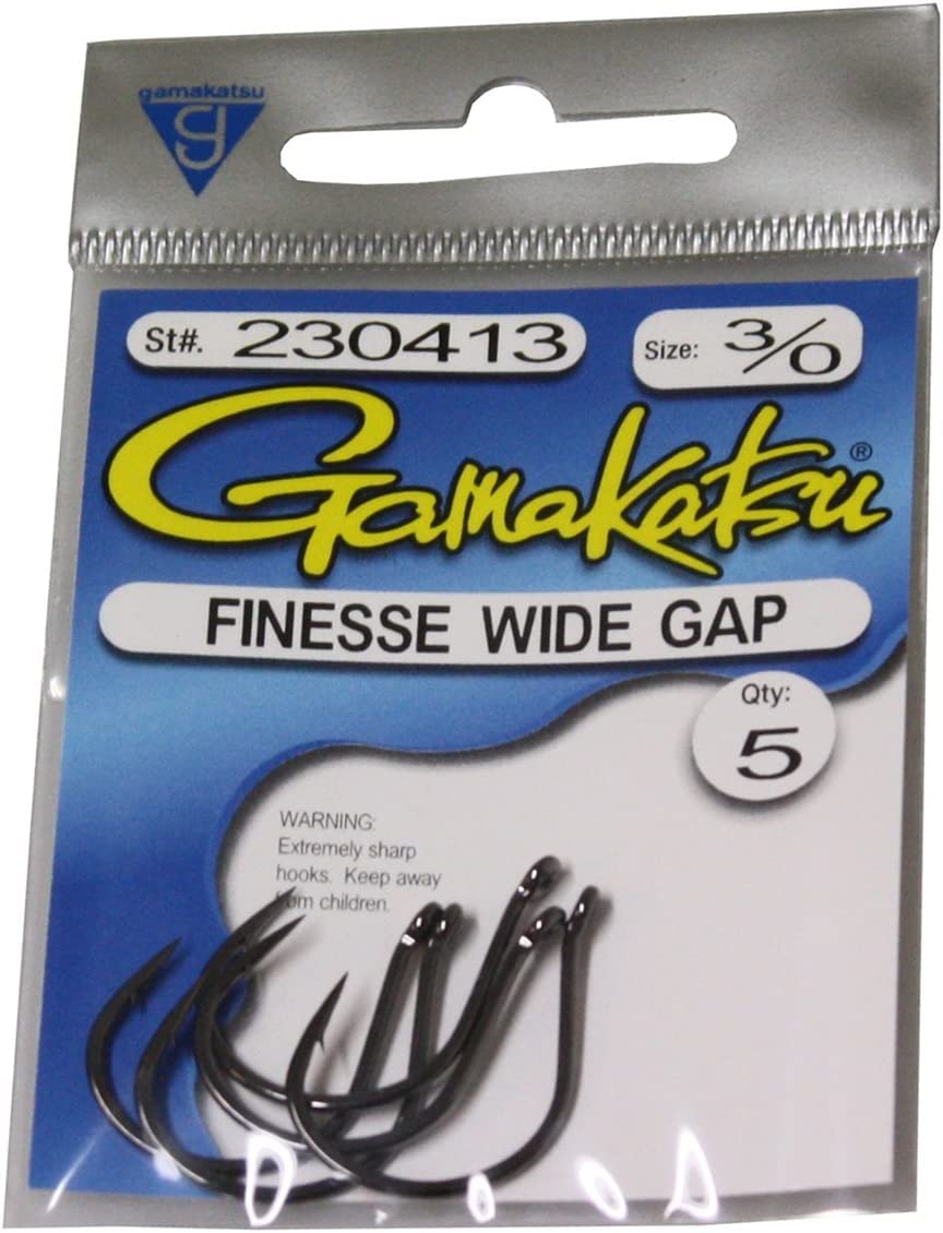 Gamakatsu Finesse Wide Gap Hook NS Black 3/0 ideal for bass wacky rigging