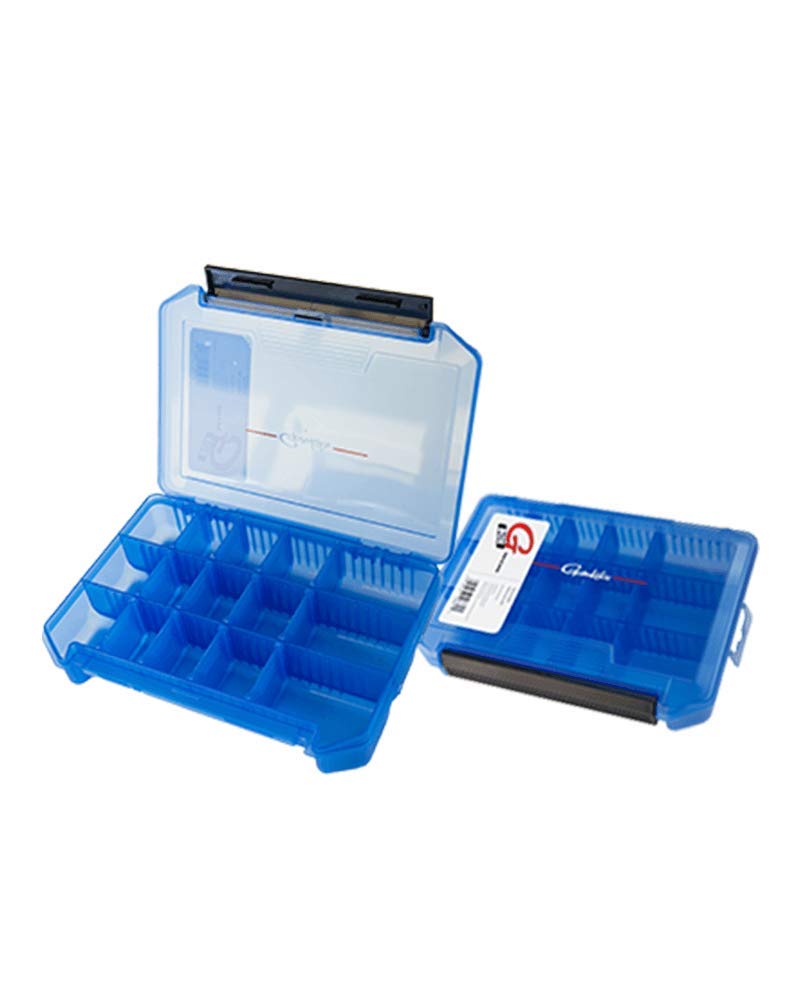 Gamakatsu G-Box blue with slit foam keeps terminal tackle organized and protected.