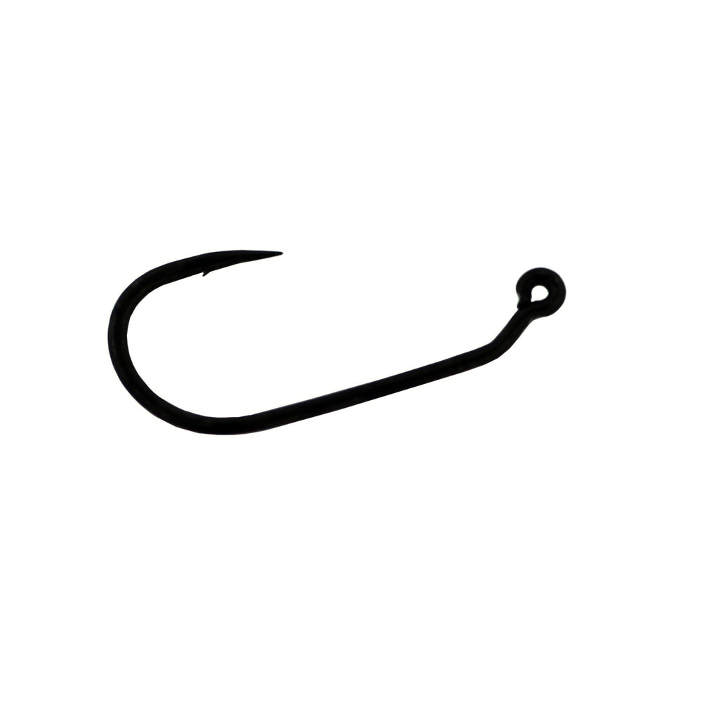 Gamakatsu J20 Jig Nymph Executive Series hook closeup highlighting beak points and matte black finish for light-tippet rigs