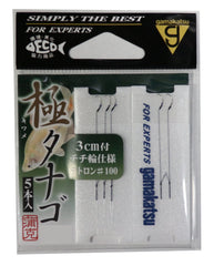 Gamakatsu KIWAME TANAGO hook with 3cm Tetoron leader, No. 100, 5 pieces