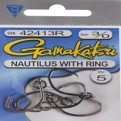 Gamakatsu Nautilus Circle Hook with Ring 3-0 white for secure hookset.