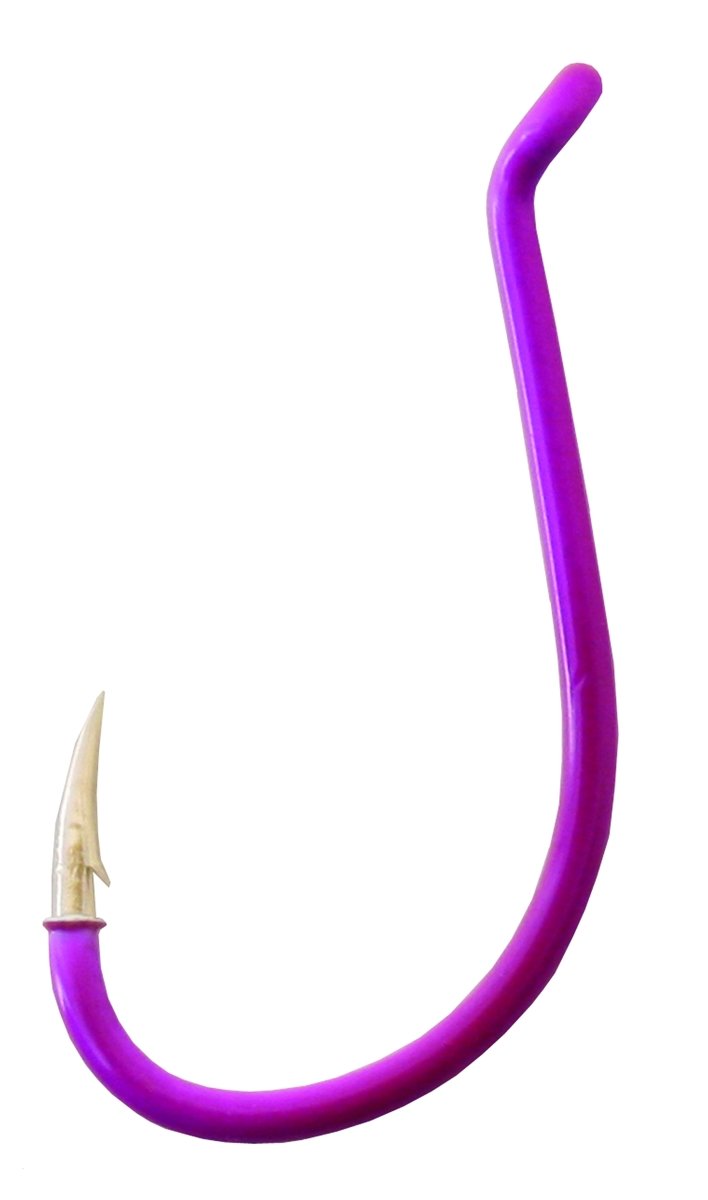 Gamakatsu 02607-PU Octopus Hook purple close-up showing a sharp conical point for secure hookups.