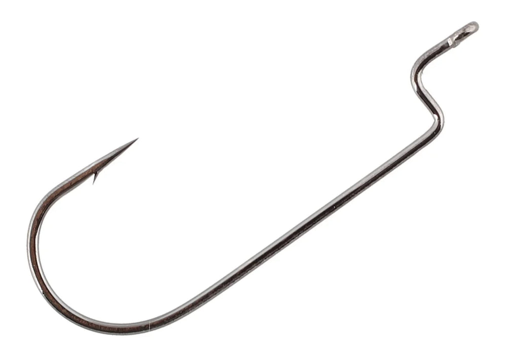 Gamakatsu offset worm hook black 3-0, ideal for rigging soft plastics against finicky fish.