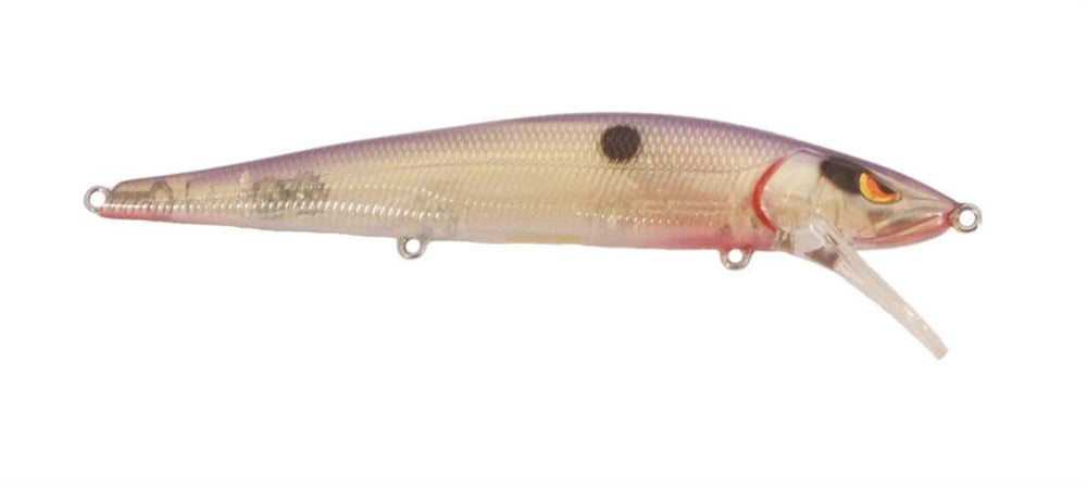 Gamakatsu Spro McStick 110 jerkbait in Ghost Table Rock Shad suspends for finicky bass.