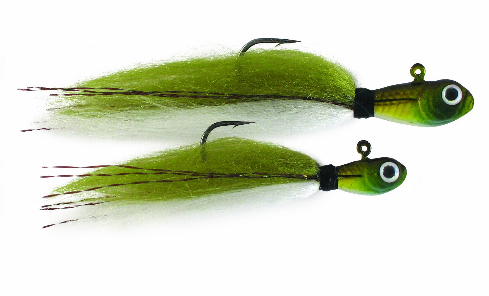 Gamakatsu SPRO Phat Flies Baby Bass jig with sharp hooks for float-and-fly fishing.
