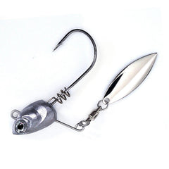 Gamakatsu Under Spin Head Mini 3/8 features chrome willow leaf blade for quick flash in cover
