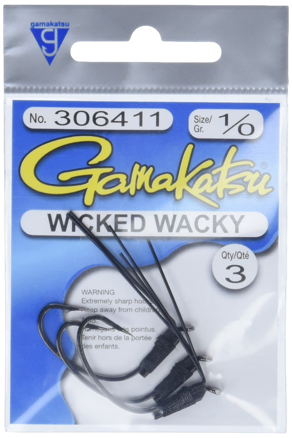 Gamakatsu Wicked Wacky Hook black hand-tied weed guard for snag protection.