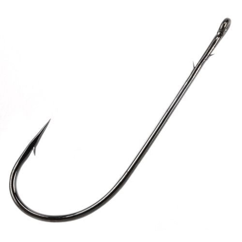 Gamakatsu 01413 worm hook with barbed shank and silver finish for secure flipping with braided lines