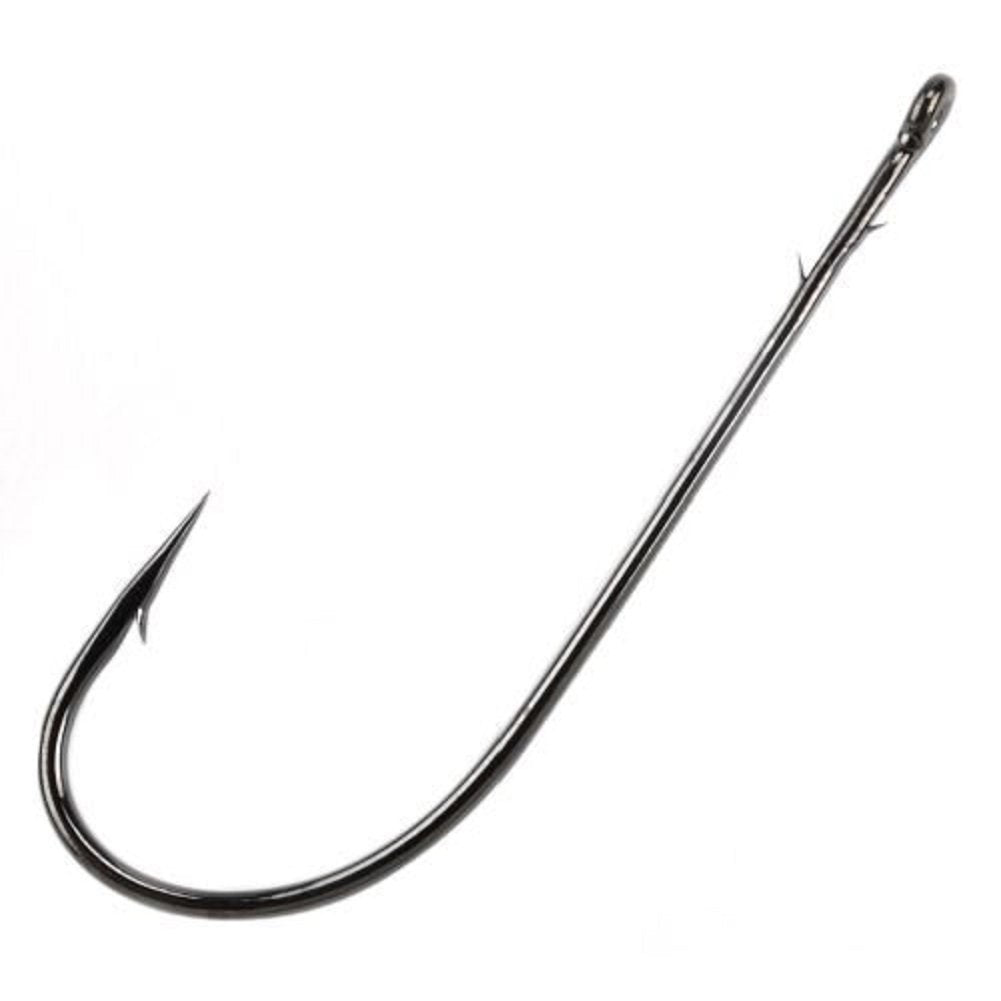 Gamakatsu 01413 worm hook with barbed shank and silver finish for secure flipping with braided lines