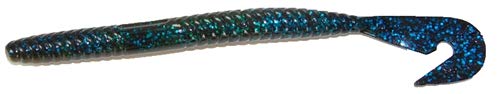 Gambler Burner Worm 7.5in green pumpkin blue glitter enhances bass visibility in stained water