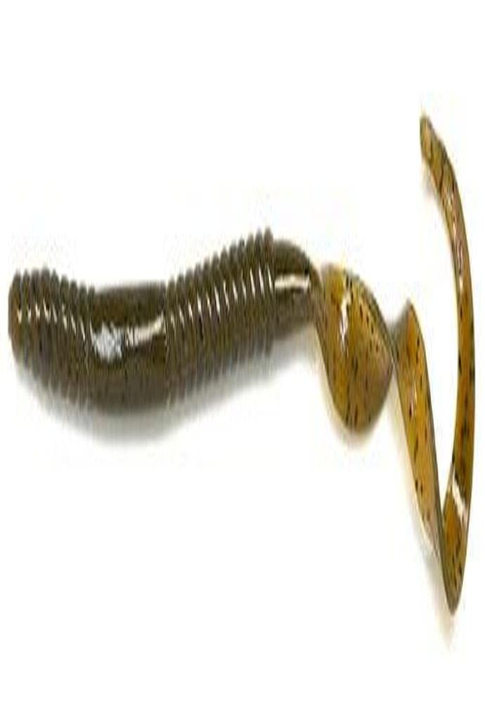 Gambler Ribbon Tail Worm in Green Pumpkin shows lifelike motion for bass.