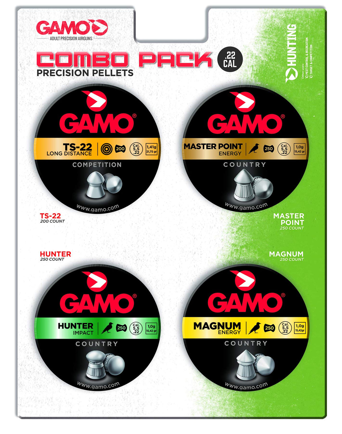 Gamo combo pack of assorted .22 caliber pellets
