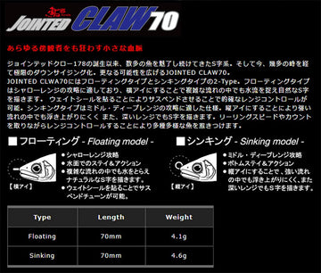 Gan Craft Sweetfish Jointed Claw 70F-04 Natural Ghost bait in action, mid-depth casting.