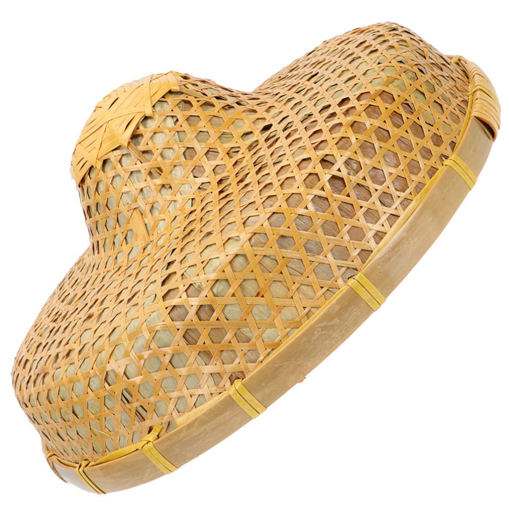 GANAZONO bamboo hat top view shows broad shade for outdoor tasks